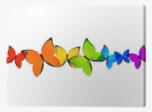 Rainbow Butterflies Border For Your Design Canvas Print - Butterfly Border Design Clipart