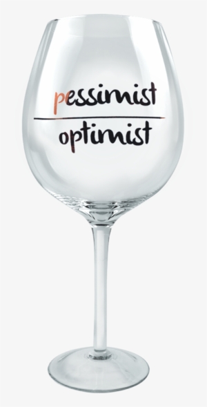 Xl Wine-ism Wine Glass With Printed Text Pessimist - Wine Glass