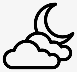Night Half Moon And Clouds Vector - Moon And Cloud Vector Png