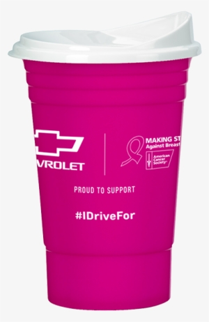 Pink Breast Cancer Awareness Hard Solo Cup W/ Lid - Canadian Union Of Postal Workers