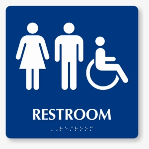 Braille Restroom Sign With Male Female Accessible Pictogram - Ada Braille Family Restroom Sign