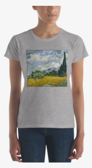 Wheat Field With Cypresses Cotton Art Tee For - Wheat Field With Cypresses