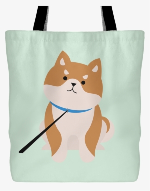 Cute Shiba Inu On A Leash Tote Bag Mint - Tote Bag