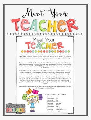 This Student Information Sheet Also Sits On Top Of - Meet The Teacher Ideas