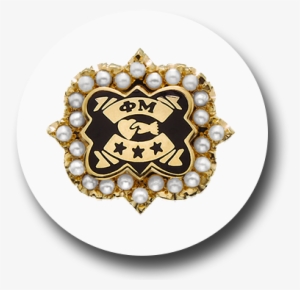 The Phi Mu Badge Is A Uniquely Shaped Shield Of Gold - Phi Mu Initiation Pin