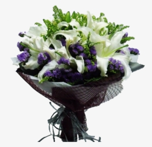 Hb022 White Lily And Purple Statics - Purple