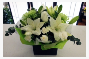 Medium Boxed Arrangement Featuring White Lilies - Lily