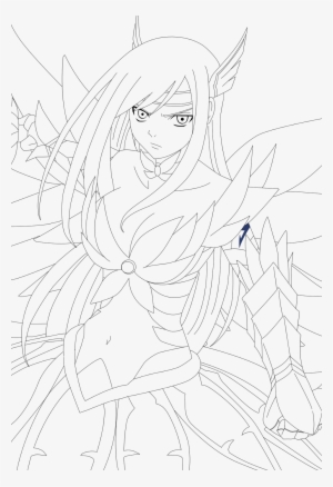 Erza Scarlet Angel Armor Lineart By Cursedicedragon - Line Art
