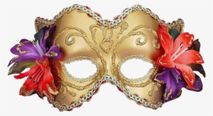 Gold Venetian Half Mask With Flowers