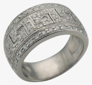 Vintage Platinum Greek Key Diamond Ring