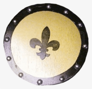 Wooden Gold Fleur De Lis Buckler Shield - Shield