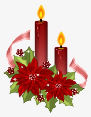 Poinsettia Clipart Purple - Christmas Candles Round Ornament