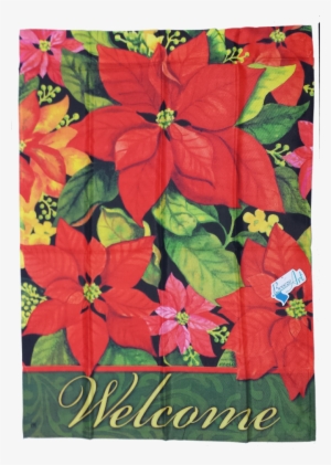 Poinsettia Welcome House Flag - Poinsettia Welcome Magnetic Mailbox Cover