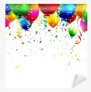 Colorful Birthday Balloons And Confetti - Birthday Balloon Border Vertical