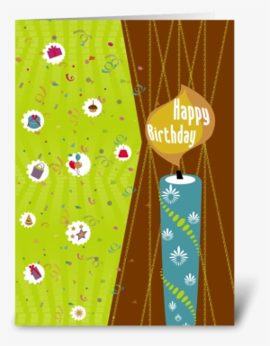Birthday Candle And Confetti Greeting Card - Illustration