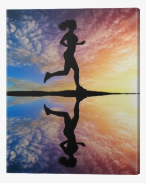 running girl at sunset silhouette canvas print • pixers® - silhouette