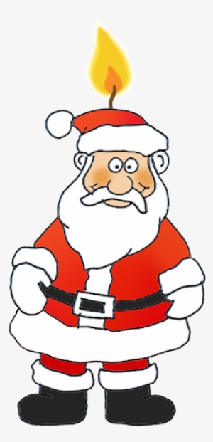 Santa As A Christmas Candle - Funny Santa Claus Clipart