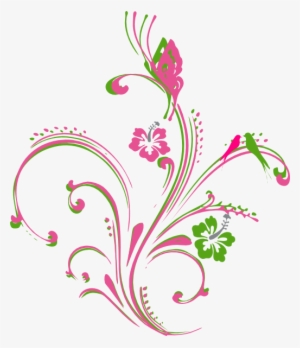 A Flower And Butterfly Png Clip Art - Pink And Green Butterfly