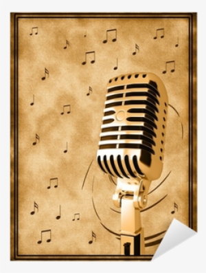 Golden Microphone On Old Background Sticker • Pixers® - Abstract Microphone