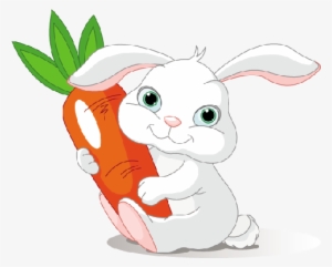 Cute White Baby Rabbit Holding Carrot Png - Rabbit Carrot