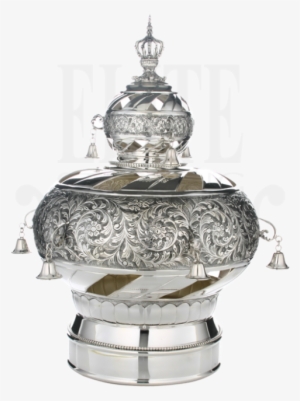 Close Cut Out Chassed Torah Crown - Silver Plated Torah Crown With Flowered Ferns