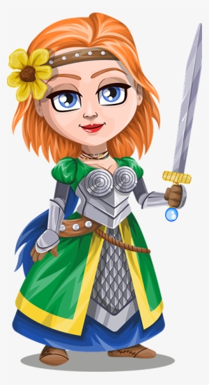 Knight Lady With Sword And Flower - Lady Knight Clipart