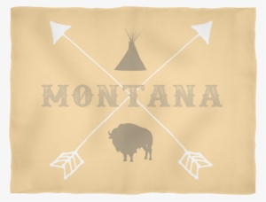 Montana Bison Tipi Crossed Arrows Fleece Blanket - Blanket