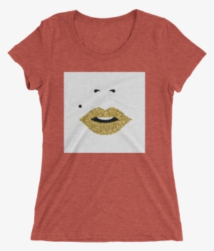 "gold Lips" Short Sleeve Crew Neck - Puerto Rico Shirt - Women Shirt - Puerto Rico Strong