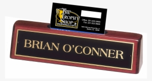 Rosewood Desk Plate W/ Business Card Holder W/ Black/gold - Tropar Manufacturing Rosewood Name Plate With Business