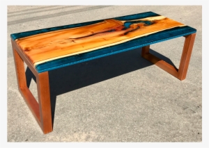 Yew & Reef Blue Resin River Coffee Table - Live Edge