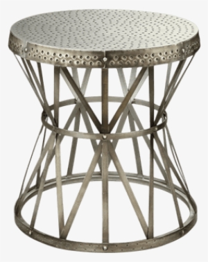 hammered nickel drum table - hammered round accent table