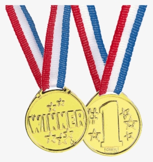 Olympic "winner" Gold Medal - (12) Gold Winner Medals Red White Blue Ribbon #1 Reward