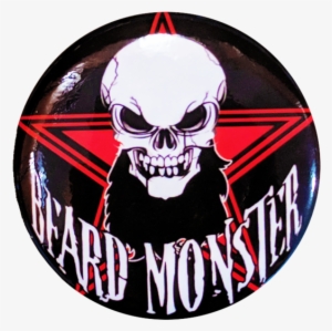 Beard Monster Logo Pinback Button - Alien Skull Rectangle Magnet