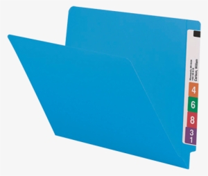 Blue End Tab Folder With Strip Label