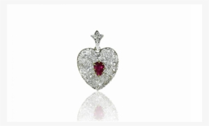 Antique Ruby & Diamond Heart Pendant - Locket