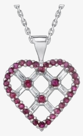 14k White Gold 0.96ctw Diamond And Ruby Pendant With