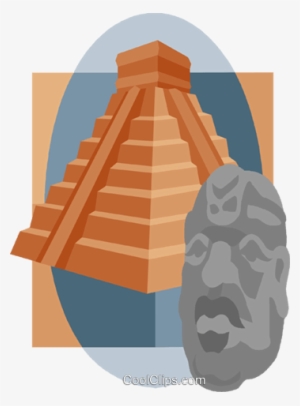Inca Pyramid Head Com Estátua Livre De Direitos Vetores