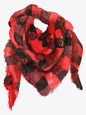 Hand Painted Red Plaid Scarf Png Transparent - Png Bufanda