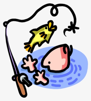 Vector Illustration Of Sport Fisherman Angler Falls