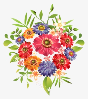 Victorian Summer Flowers Clip Art - Bouquet Of Flowers Clip Art Png
