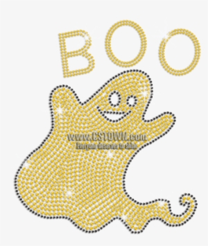 Halloween Ghost Boo Iron On Rhinestone Transfer - Cartoon