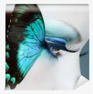 Beautiful Woman Eye Close Up With Butterfly Wings Wall - Soul Kissing Michelle Schaper