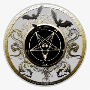 baphomet with dragons and bats pale grey - baphomet