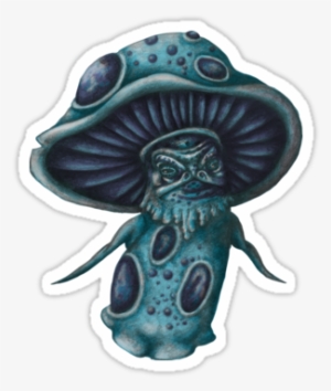 Little Blue Mushroom Creature On Sticker By Imogen - Myconid