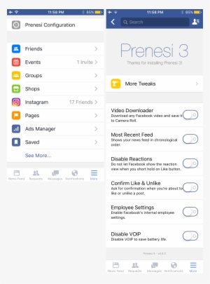 Prenesi 3 Facebook In App Settings - Facebook App More