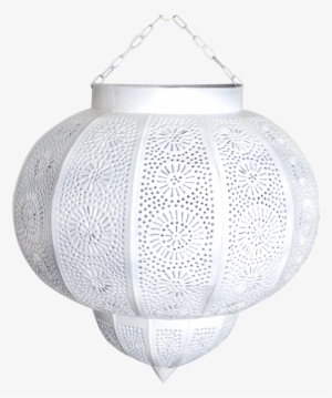Moroccan White Painted Metal Hanging Lamp