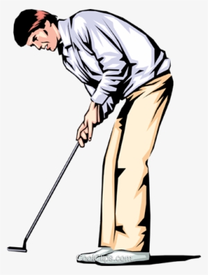 Golfer With Putter Royalty Free Vector Clip Art Illustration - Jogador De Golfe Png