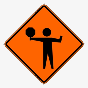 Flagger W/ Paddle (rus) - Construction Flagger Sign