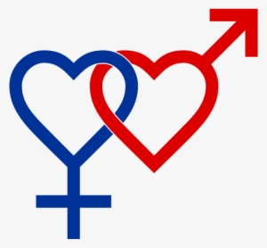 Heterosexual Symbol Two Hearts Blue Red - Heterosexualidad Definicion