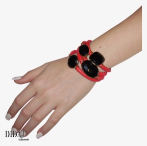 Didaj Red Italian Wrap Leather Bracelet With Faceted - Bracelet